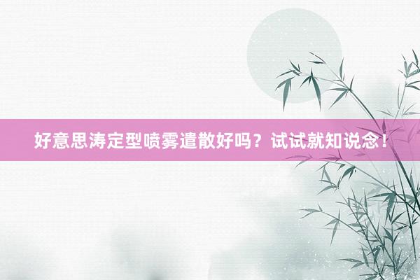 好意思涛定型喷雾遣散好吗？试试就知说念！