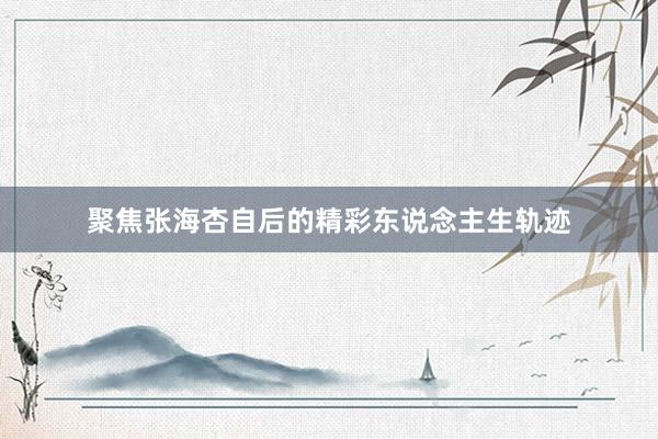 聚焦张海杏自后的精彩东说念主生轨迹