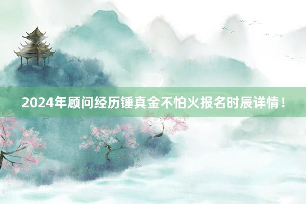2024年顾问经历锤真金不怕火报名时辰详情！