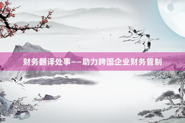 财务翻译处事——助力跨国企业财务管制